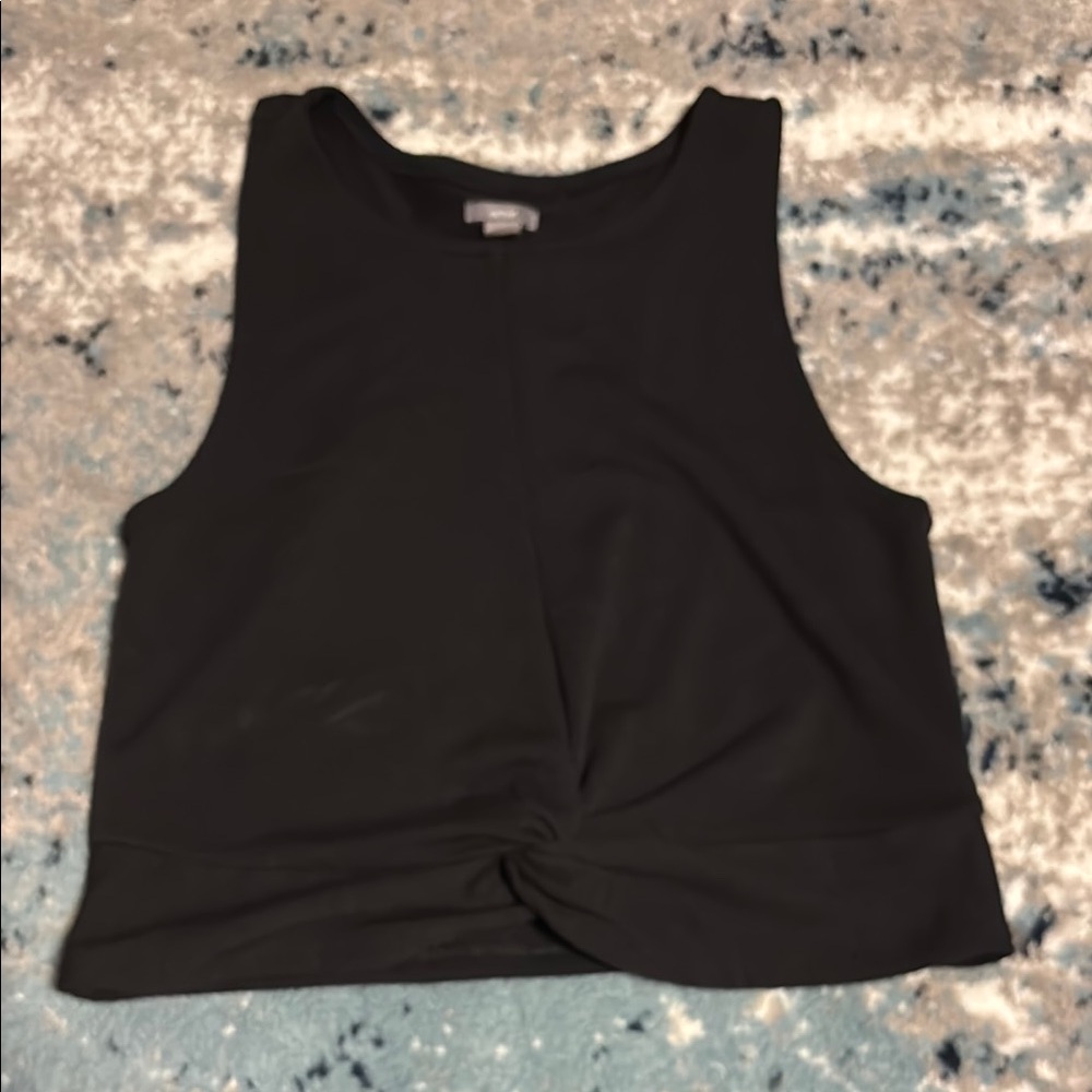 Aerie Black Crop Tie Front Tank Top